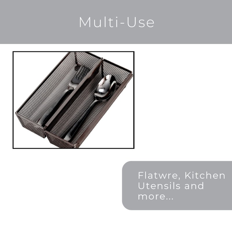 Smart Design Drawer Organizer - 9 x 3 Inch - Steel Metal Mesh Tray - with Interlocking Arm Connection - Utensils, Silverware, Organization - Kitchen - Bronze - Image 5